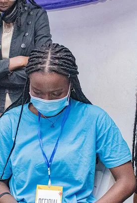 FutureHER attendee wearing a lanyard